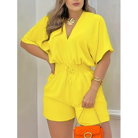 Stylish Shirred Drawstring Waist Romper Jumpsuit - Perfect Summer Partner for Women-XL
Stylish Shirred Drawstring Waist Romper Jumpsuit - Perfect Summer Partner for Women-XL