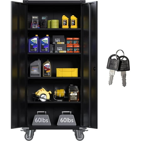 Aobabo 72 Inches Tall Metal Storage Cabinet with Wheels Black Garage Storage Cabinet with Locking Door and Shelves Metal Rolling Utility Cabinet for Office Home Garage Kitchen Assem
Aobabo 72 Inches Tall Metal Storage Cabinet with Wheels Black Garage Storage Cabinet with Locking Door and Shelves Metal Rolling Utility Cabinet for Office Home Garage Kitchen Assem
