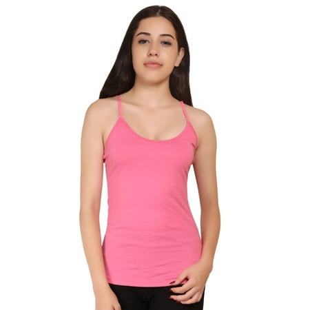 Ossirrio Women s Tanks Tops Adjustable Spaghetti Strap Cotton Camisole Casual Pink Dress