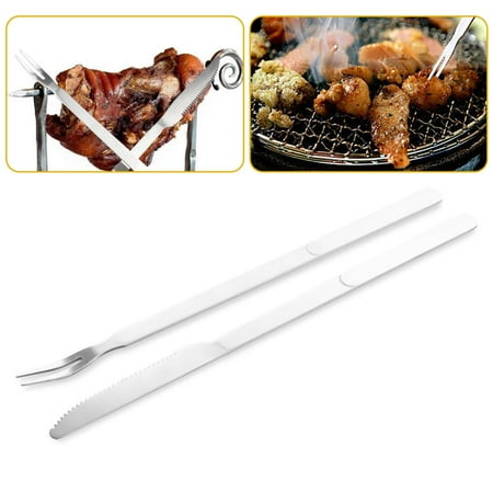 HA-HI 2PCS Stainless Steel BBQ Knife Fork Camping Grilling Kitchen Tools Set
