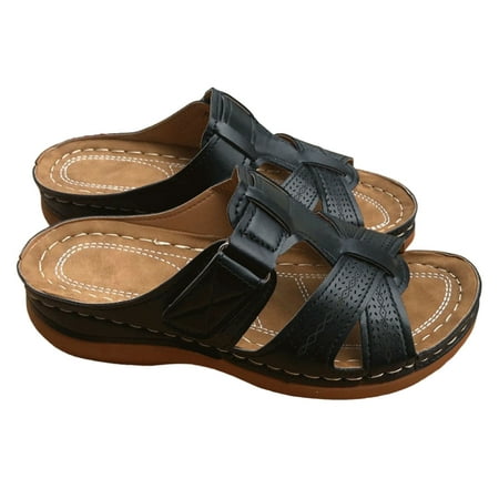 Women s Hollow-Out Sandals Non-slip Peep-Toe Casual Sandals for Casual Occasion Beach Vacation Black 39
