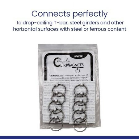 Regular ClikMagnet Ceiling Hooks - Strong Magnets to Hang Displays Signs and More - Magnets with 5 lbs Pull - Pack of 10 White
Regular ClikMagnet Ceiling Hooks - Strong Magnets to Hang Displays Signs and More - Magnets with 5 lbs Pull - Pack of 10 White
