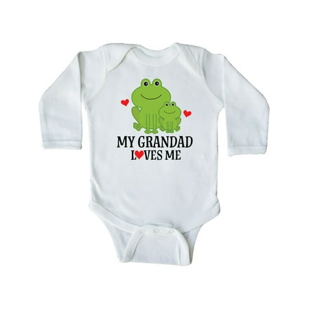 Inktastic My Grandad Loves Me Frog Gift Baby Boy Long Sleeve Bodysuit