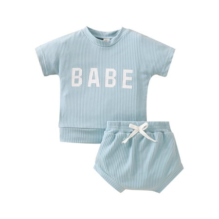 Sunisery Summer Newborn Infant Baby Boys Girls Clothes Sets Babe Letter T-shirt Shorts Casual Summer Outfits Blue 6-12 Months
Sunisery Summer Newborn Infant Baby Boys Girls Clothes Sets Babe Letter T-shirt Shorts Casual Summer Outfits Blue 6-12 Months