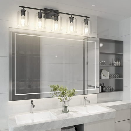 XY 5 Lights Black Vanity Lights Fixtures Over Mirror with Clear Glass Shades Industrial Wall Light Fixture for Bathroom(Exclude Bulb)
XY 5 Lights Black Vanity Lights Fixtures Over Mirror with Clear Glass Shades Industrial Wall Light Fixture for Bathroom(Exclude Bulb)