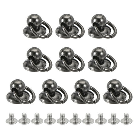9.5x8mm Pull Ring Rivets Studs Brass Electroplating Dark Gray 10 Pack