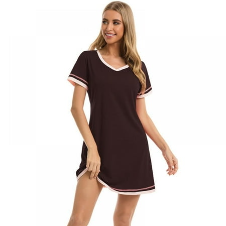 Womens Nightgowns Short Sleeve Nightshirt V Neck Sleep Shirt Comfy Nightdress S-XXL
Womens Nightgowns Short Sleeve Nightshirt V Neck Sleep Shirt Comfy Nightdress S-XXL