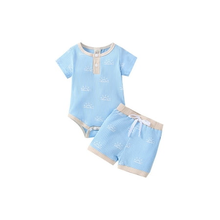 Gzhioc Baby Romper Set Rib Knit Sun Print Crew Neck Short Sleeve Jumpsuit + Drawstring High Waist Shorts Set
Gzhioc Baby Romper Set Rib Knit Sun Print Crew Neck Short Sleeve Jumpsuit + Drawstring High Waist Shorts Set