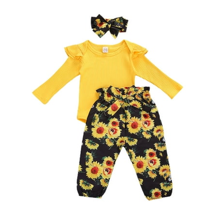Fall Baby Girl Clothes Long Sleeve Ruffle Romper Top Floral PantsSet with Headband Outfit
Fall Baby Girl Clothes Long Sleeve Ruffle Romper Top Floral PantsSet with Headband Outfit