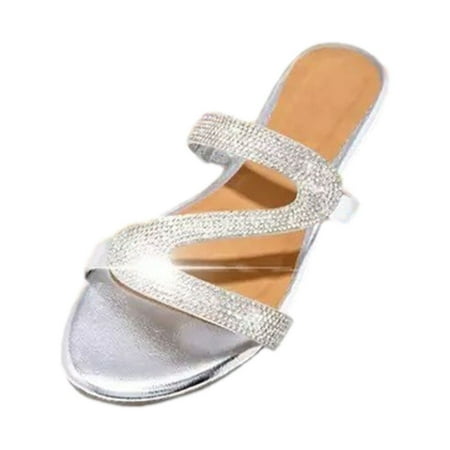 Kukoosong Womens Sandals Outerwear Summer Round Toe Slippers Fashion Rhinestone Beach Shoes Casual Flat Sandals for Women Silver 37
Kukoosong Womens Sandals Outerwear Summer Round Toe Slippers Fashion Rhinestone Beach Shoes Casual Flat Sandals for Women Silver 37