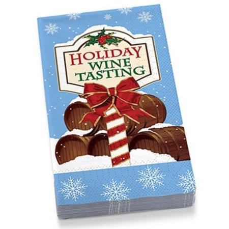 7.75 Inch Holiday Wine Tasting Guest Towel Napkins, Blue and White