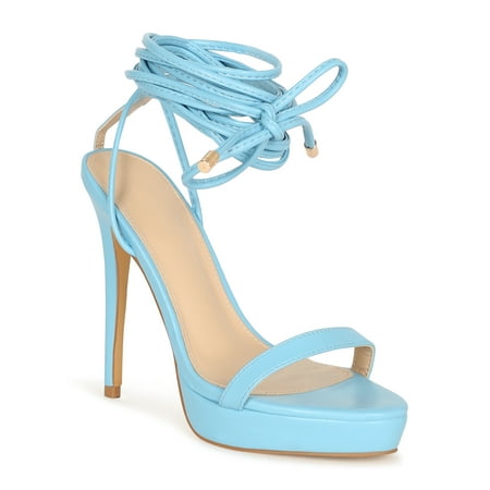 Women s Open Toe Adjustable Lace Up Platform Heel 20590