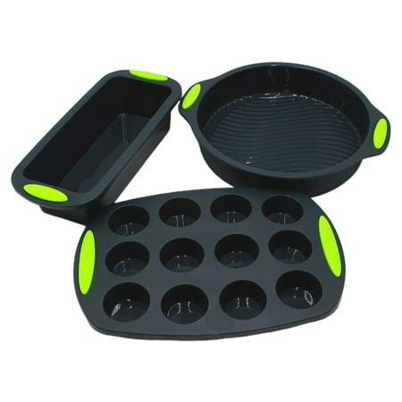 CHAOMA 3 Pcs Silicone Bakeware Set | Food Grade Premium Silicone Molds | Round Cake Pan Loaf Toast Bread Pan 12 Cup Mini Muffin Pan Cake Tray - Baking Pans Nonstick Set
CHAOMA 3 Pcs Silicone Bakeware Set | Food Grade Premium Silicone Molds | Round Cake Pan Loaf Toast Bread Pan 12 Cup Mini Muffin Pan Cake Tray - Baking Pans Nonstick Set