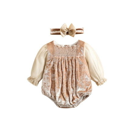 Canrulo Infant Baby Girls Christmas Outfits Puff Long Sleeve Velvet Romper Bodysuit Headband Cute Fall Winter Clothes Champagne 6-9 Months
Canrulo Infant Baby Girls Christmas Outfits Puff Long Sleeve Velvet Romper Bodysuit Headband Cute Fall Winter Clothes Champagne 6-9 Months