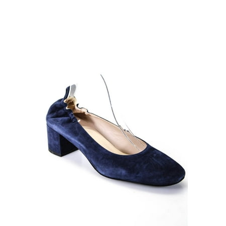 Pre-owned|Everlane Womens The Heeled Ballet Pumps Navy Size 10.5