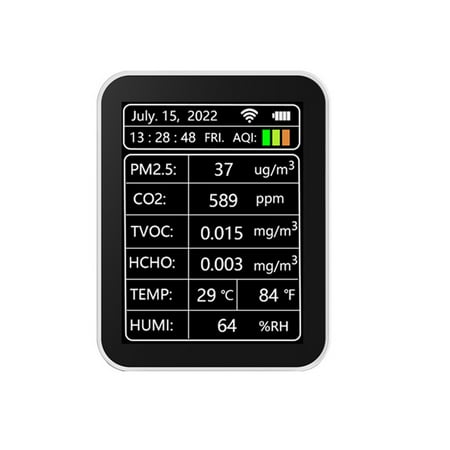 CO2 Meter Digital Temp Humidity Tester Carbon Dioxide PM2.5 TVOC HCHO Detector WiFi Air Quality Monitor (White)
CO2 Meter Digital Temp Humidity Tester Carbon Dioxide PM2.5 TVOC HCHO Detector WiFi Air Quality Monitor (White)