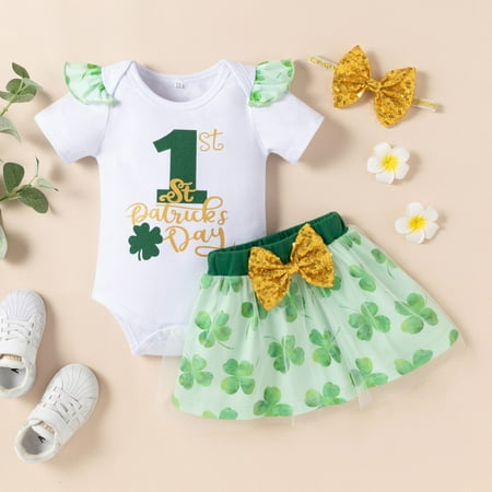 Beppter St. Patricks Day Girls Outfits&Set Long Leaf Sleeve Printing Skirt Bow Set Four Romper Day Girls Baby Mesh Girls Outfits&Set
Beppter St. Patricks Day Girls Outfits&Set Long Leaf Sleeve Printing Skirt Bow Set Four Romper Day Girls Baby Mesh Girls Outfits&Set