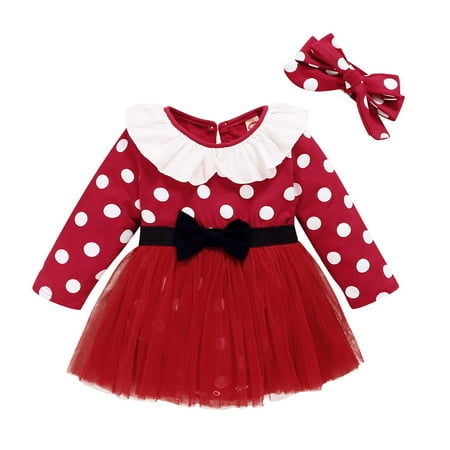 Infant Baby Girls Spring and Autumn Long Sleeve Romper Dress Bowknot Dot Print Romper Mesh Dress with Hair Band
Infant Baby Girls Spring and Autumn Long Sleeve Romper Dress Bowknot Dot Print Romper Mesh Dress with Hair Band