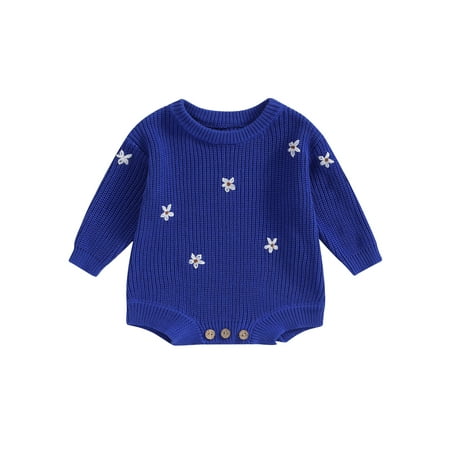 Qtinghua Newborn Baby Girls Autumn Winter Sweater Romper Long Sleeve Flower Embroidery Knit Jumpsuit Blue 9-12 Months
Qtinghua Newborn Baby Girls Autumn Winter Sweater Romper Long Sleeve Flower Embroidery Knit Jumpsuit Blue 9-12 Months