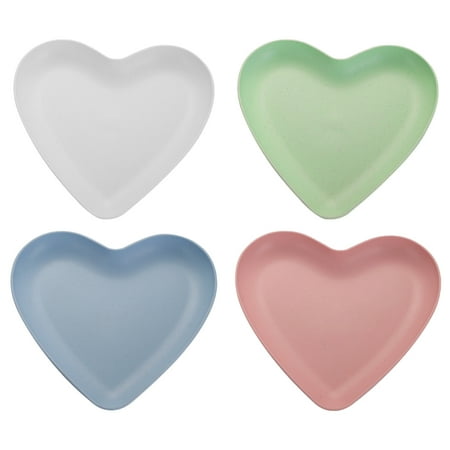 4Pcs Unbreakable Plate Pastry Serving Plate Heart Food Plate Dessert Serving Plate