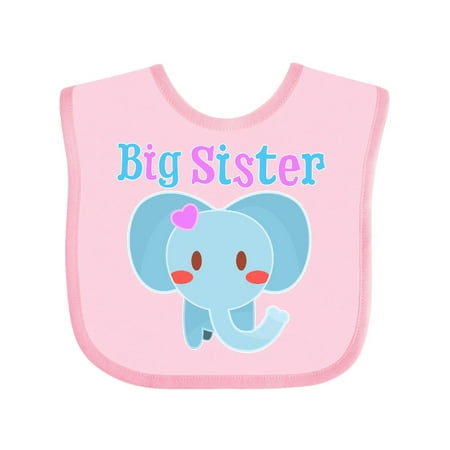 Inktastic Big Sister elephant Gift Baby Girl Bib