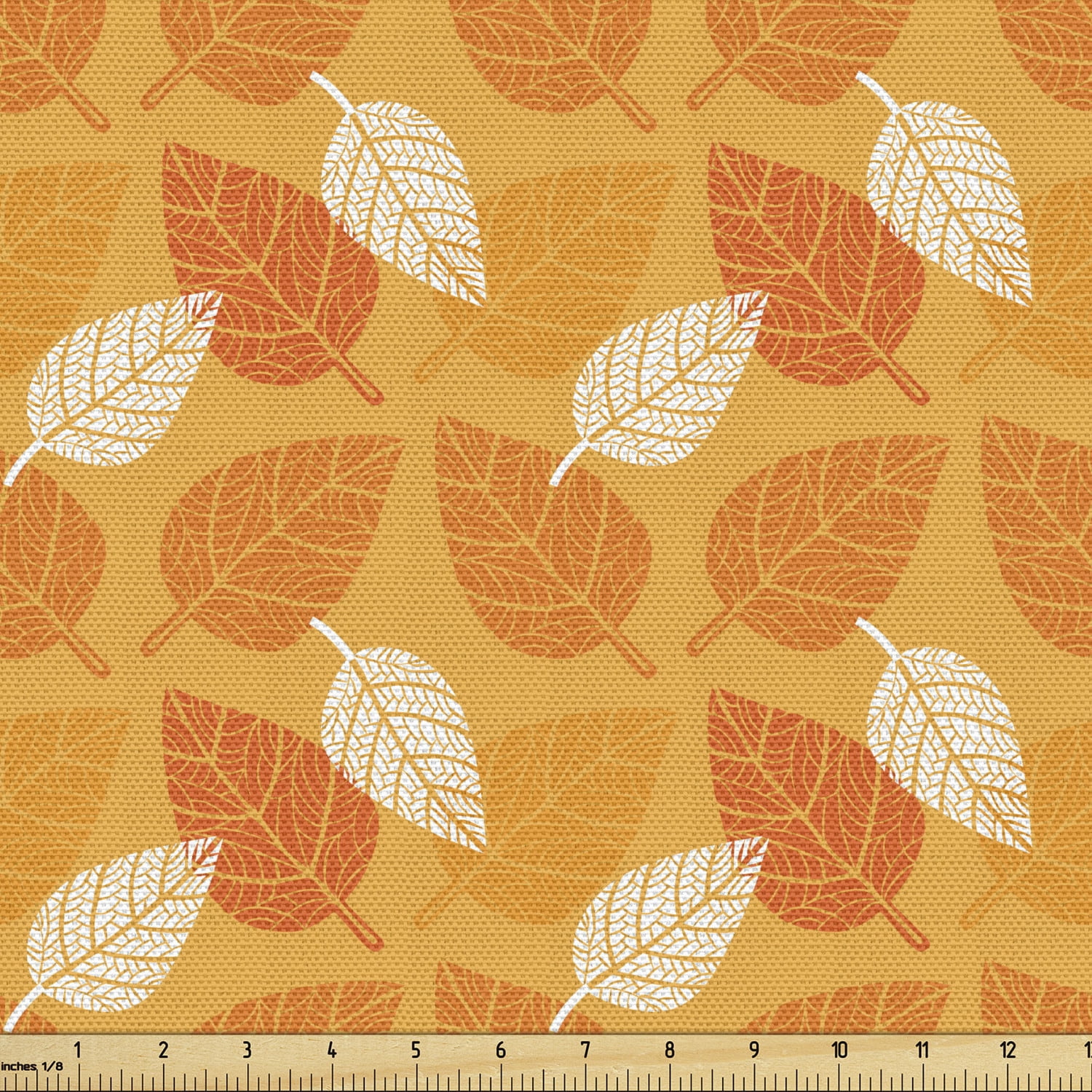 Burnt Orange Fabric By The Yard Autumn Leaves Silhouettes Foliage