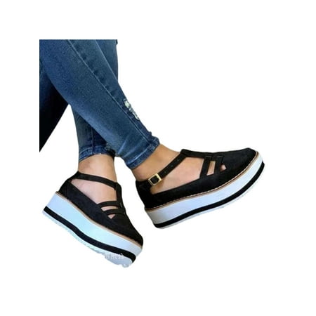 Gomelly Womens Platform Sandals Ankle Strap Buckle Wedge Fashion Ladies Women Black 11
Gomelly Womens Platform Sandals Ankle Strap Buckle Wedge Fashion Ladies Women Black 11