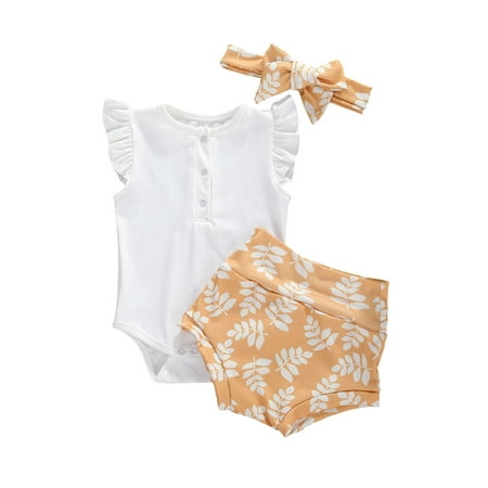 Sunisery 3PCS Newborn Baby Girls Sleeveless Romper Top Tank Shorts and Headband Summer Sets Yellow 12-18 Months
Sunisery 3PCS Newborn Baby Girls Sleeveless Romper Top Tank Shorts and Headband Summer Sets Yellow 12-18 Months