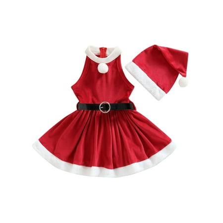 IZhansean 2Pcs Toddler Baby Girls Christmas Clothes Sleeveless Plush Trim Belted Dress with Santa Hat Outfits Red 2-3 Years
IZhansean 2Pcs Toddler Baby Girls Christmas Clothes Sleeveless Plush Trim Belted Dress with Santa Hat Outfits Red 2-3 Years