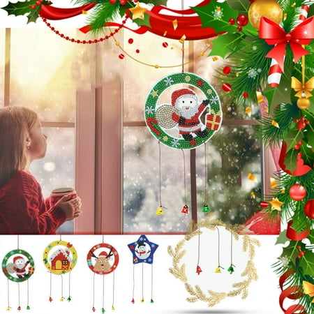 LINMOUA 5d Diy Christmas Wind Chime Window Door Decoration Pendant
