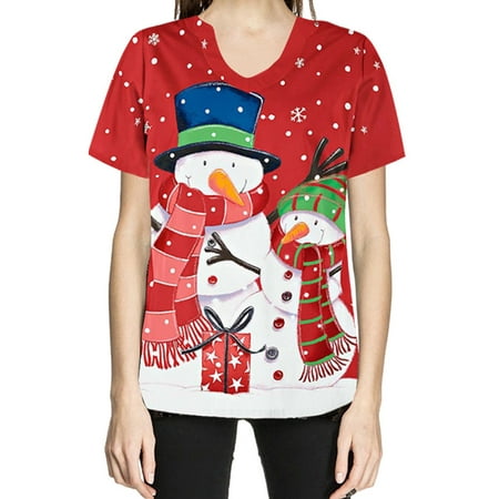 Paille Womens Printed Tunic Blouse Top Christmas Loose Short Sleeve Work Scrub Tops Shirts Xmas Ladies Casual Pullover Tops
Paille Womens Printed Tunic Blouse Top Christmas Loose Short Sleeve Work Scrub Tops Shirts Xmas Ladies Casual Pullover Tops
