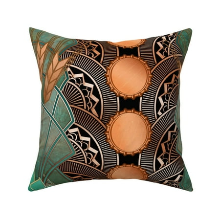 Beer Art Deco Hops Bottle Caps Throw Pillow Cover w Optional Insert by Roostery