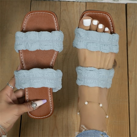 Aayomet Women s Slippers Ladies Fashion Solid Color Breathable Cloth Top Square Open Toe Flat Slippers Light Blue 9
Aayomet Women s Slippers Ladies Fashion Solid Color Breathable Cloth Top Square Open Toe Flat Slippers Light Blue 9