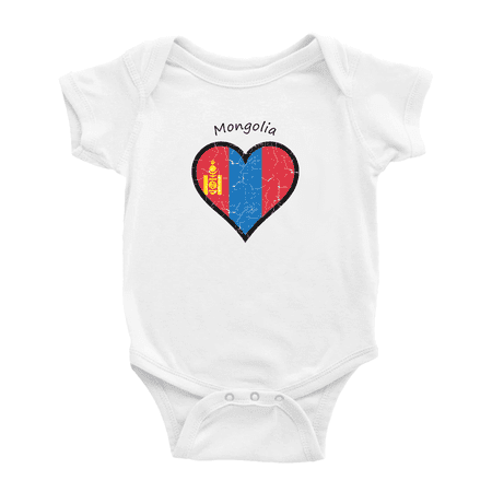 Mongolia Flag Heart Love Cute Baby Clothing Bodysuits Boy Girl Clothes