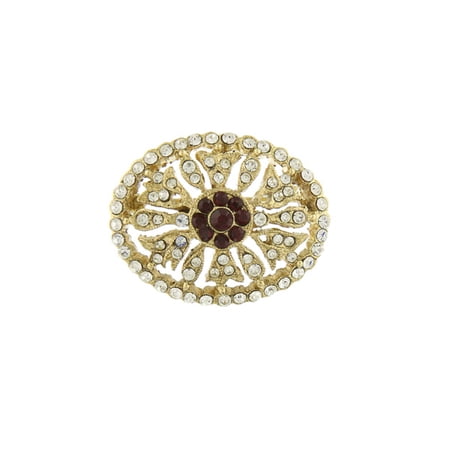 Downton Abbey Red Jeweled Gold-Toned Pave Crystal Brooch 17514 NEW