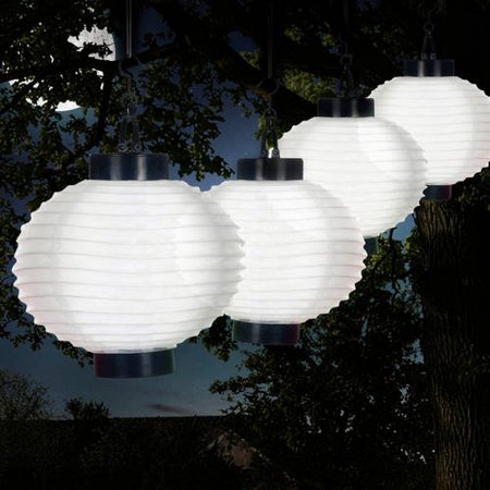 Pure Garden Outdoor Solar Chinese Lanterns, LED, Set of 4 - Walmart.com