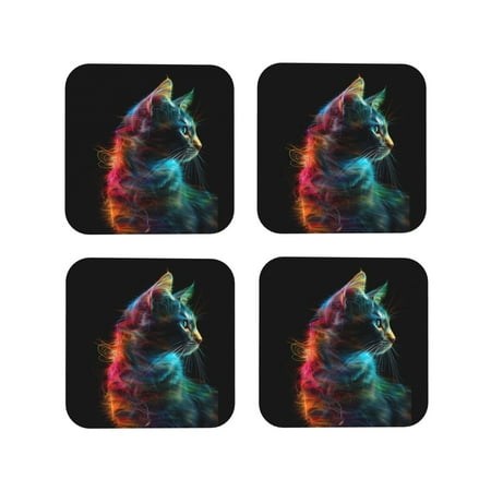 Drink Coasters Set of 4 Neon Spectrum Cat Portrait Leather Coasters for Coffee Table Protector Heat Resistant Cute Coasters for Home Decor Housewarming Gifts Bar Kitchen 4 Inch Square
Drink Coasters Set of 4 Neon Spectrum Cat Portrait Leather Coasters for Coffee Table Protector Heat Resistant Cute Coasters for Home Decor Housewarming Gifts Bar Kitchen 4 Inch Square