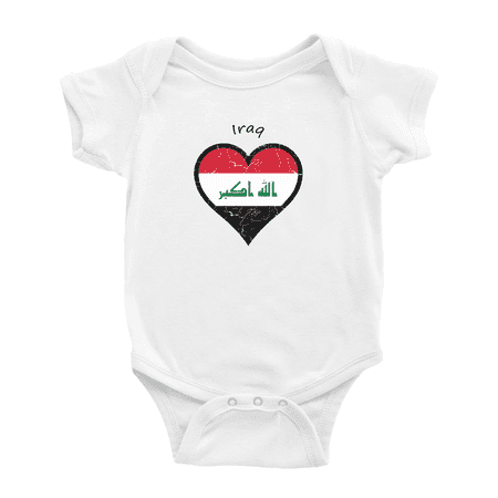 Iraq Flag Heart Love Funny Baby Clothing Bodysuits