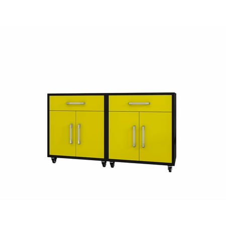 Manhattan Comfort Eiffel Mobile Garage Cabinet - Set of 2