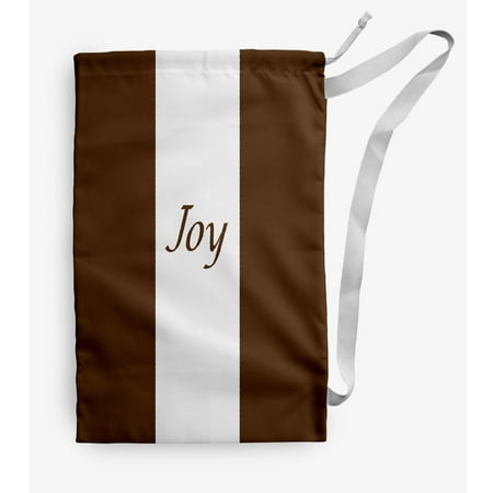 Simply Daisy Joy on a Stripe 18 x 29 inch Brown Laundry Bag