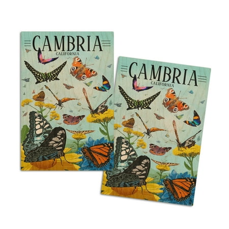 

Cambria California Butterfly Garden (4x6 Birch Wood Postcards 2-Pack Stationary Rustic Home Wall Decor)