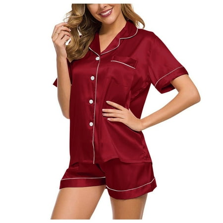 

Lingerie for Women Nightgown âShort Pajama Nightwear Robe New Suit Satin Pajamas Short Loose Pajama Underwear Women