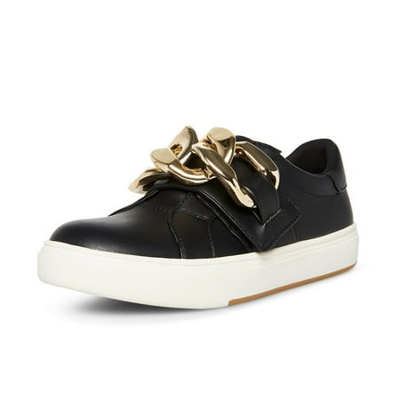 Steve Madden Horton Black Leather Embellished Fashion Sneakers (Black 6.5)