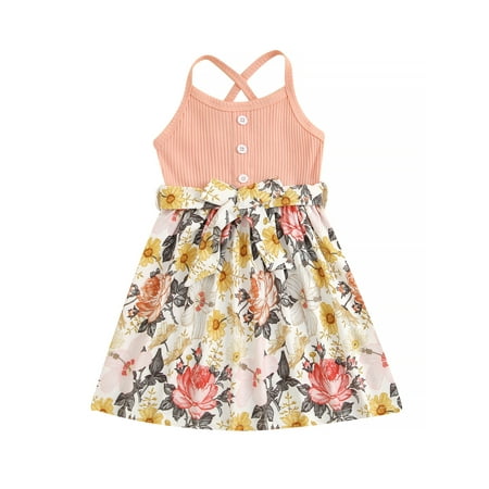 Toddler Baby Girls Dress Ribbed Button Sleeveless Floral Print Panel Hem Princess Dress Summer Dress
Toddler Baby Girls Dress Ribbed Button Sleeveless Floral Print Panel Hem Princess Dress Summer Dress