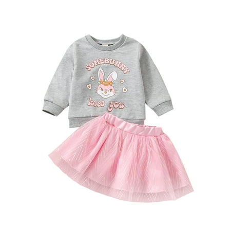 Infant Toddler Kid Girl Easter Outfit Bunny Long Sleeve Sweatshirt Tops Tutu Mini Skirts 2Pcs Set
Infant Toddler Kid Girl Easter Outfit Bunny Long Sleeve Sweatshirt Tops Tutu Mini Skirts 2Pcs Set
