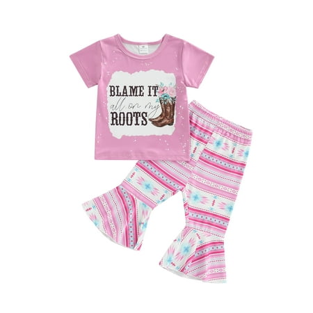 Suanret Kids Toddler Baby Girls 2Pcs Clothes Sets Short Sleeve Letters Print T-shirt + Flare Pants Casual Outfits Pink 12-18 Months
Suanret Kids Toddler Baby Girls 2Pcs Clothes Sets Short Sleeve Letters Print T-shirt + Flare Pants Casual Outfits Pink 12-18 Months