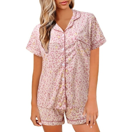 Women Pajamas Print Lingerie V Neck Shirt Shorts Short Sleeve Wear Homewear Bronze M
Women Pajamas Print Lingerie V Neck Shirt Shorts Short Sleeve Wear Homewear Bronze M