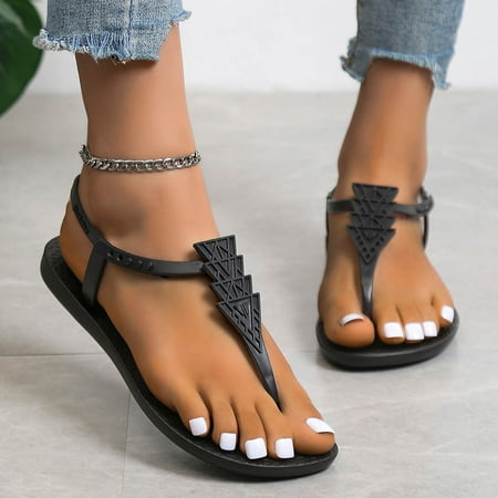 New Trendy Geometric Pattern Casual Flat Thong Sandals