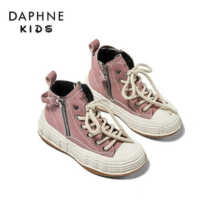 DAPHNE Kids Casual High Top Sneakers Lace Up Zipper Student Sports Skate Shoes Outdoor Running Walking For Boys And Girls