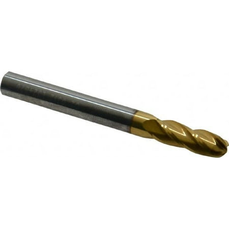 Hertel 1/4 Diam 3/4 LOC 4 Flute Solid Carbide Ball End Mill TiN Finish Single End 2-1/2 OAL 1/4 Shank Diam
Hertel 1/4 Diam 3/4 LOC 4 Flute Solid Carbide Ball End Mill TiN Finish Single End 2-1/2 OAL 1/4 Shank Diam
